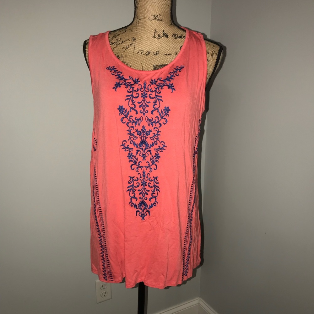 Cato NWT coral embroidered tunic